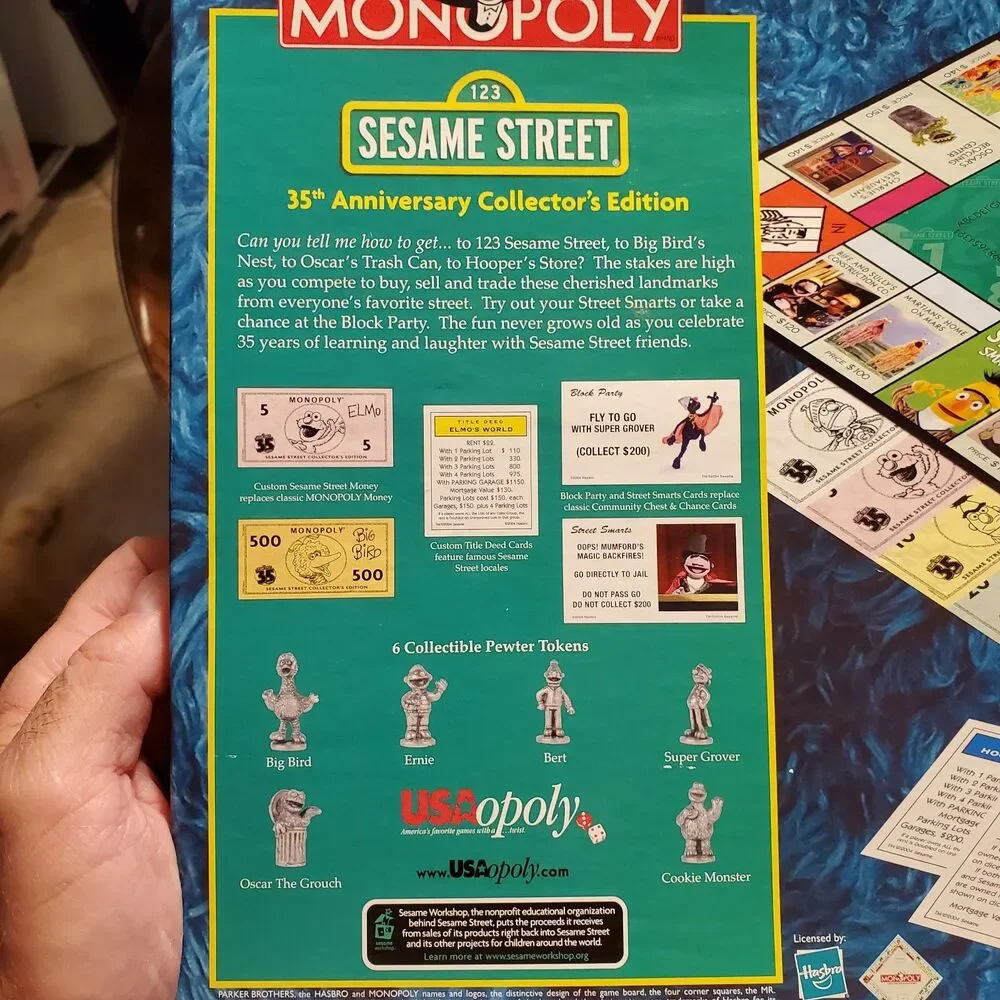 Sesame Street Monopoly Board Game 35 Years 2004 Hasbro 100% Complete in Box